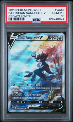 2023 POKEMON SWORD & SHIELD CROWN ZENITH FULL ART/HISUIAN SAMUROTT V PSA 10 - Image 1