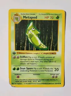 Pokemon 1st Edition Shadowless Base Set WOTC Poliwag 59/102 & Metapod 54/102 HP - Image 2