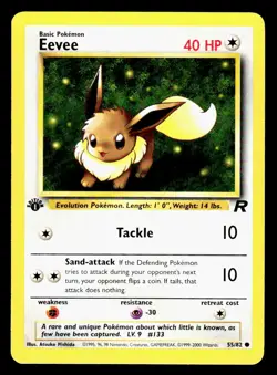 Pokemon TCG Team Rocket 1st Edition Regular Finish Eevee 55/82 NM NP - Image 1