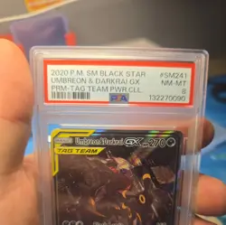 Pokemon TCG Umbreon and Darkrai GX #SM241 Sun And Moon Tag Team PSA 8 - Image 3