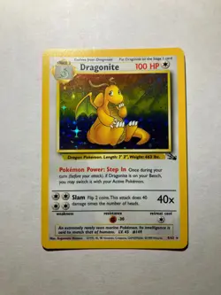 Pokemon TCG Fossil Unlimited Dragonite 4/62 Holofoil Rare NM - Image 1