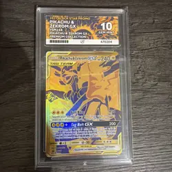 Pokemon TCG Pikachu & Zekrom GX Tag Team Sun & Moon SM248 ACE 10 GEM MINT - Image 1