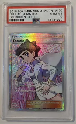 Pokemon PSA 10 GEM MT Diantha 130/131 SM Forbidden Light FA Holo 2018 S#8087 - Image 1