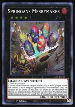 Yugioh! Springans Merrymaker LIOV-EN041 Super Rare 1st Ed - Image 1