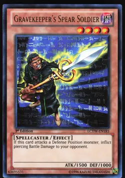 Yugioh! Gravekeeper's Spear Soldier LCYW-EN185 Ultra Rare 1st Ed - Image 1