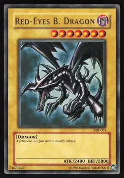 Yugioh! Red-Eyes B. Dragon SDJ-001 Ultra Rare VINTAGE MP - Image 1