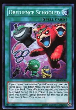 Yugioh! Obedience Schooled LVAL-EN088 Super Rare - Image 1