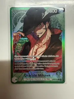 One Piece OP14 The Azure Sea’s Seven - Dracule Mihawk OP14-020 Leader Alt Art - Image 1