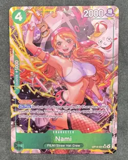 One Piece The Azure Sea's Seven Nami Alt Art OP14-031 Foil TCG NM - Image 1