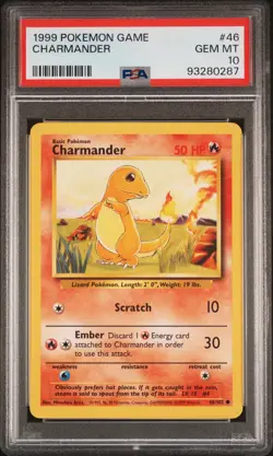 Charmander 46/102 - Base Set Unlimited PSA 10 - GEM MINT* Common Pokemon Card - Image 4