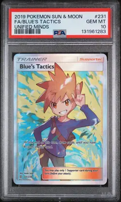 PSA 10 Blues Tactics 231/236 Sun & Moon Unified Minds Pokemon Card - Image 1