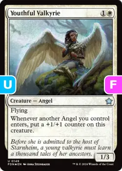MTG Youthful Valkyrie Foundations Uncommon Creature Angel *Foil* NM - Image 1