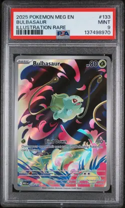 2025 Pokemon Mega Evolution Base 133 Illustration Rare Bulbasaur PSA 9 Mint - Image 1
