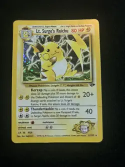 Pokemon TCG Lt. Surge's Raichu Holo Unlimited Rare Card Gym Challenge 11/132 - Image 1