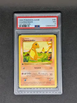 1999 POKEMON BASE SET 1ST EDITION #46 CHARMANDER PSA 3 - Image 1