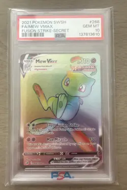 2021 Pokemon Swsh Full Art Mew Vmax Secret Rare Rainbow PSA 10 Gem Mint - Image 1