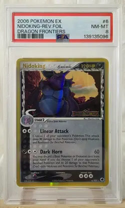 2006 Pokemon EX Dragon Frontiers Nidoking-Reverse Holo Foil #6 PSA NM-MT 8 - Image 1