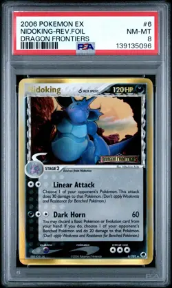 2006 Pokemon EX Dragon Frontiers Nidoking-Reverse Holo Foil #6 PSA NM-MT 8 - Image 3