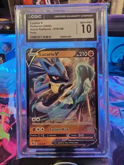 Lucario V Pokemon 078/189 English 2022 Astral Radiance Holo CGC GEM MINT 10 - Image 2