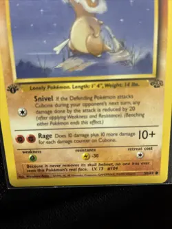 Pokemon TCG Base Set Non Holo Cubone First Edition 56/64 NM Condition - Image 3