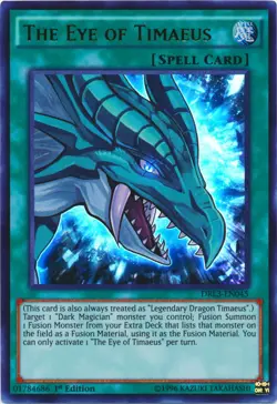 Yugioh! LP The Eye of Timaeus - DRL3-EN045 - Ultra Rare - 1st Edition Lightly Pl - Image 1