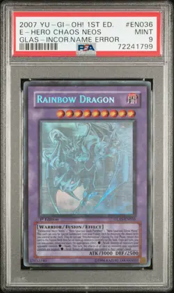Elemental Hero Chaos Neos Rainbow Dragon Misprint Yugioh 2007 Ghost 1st PSA 9 - Image 1