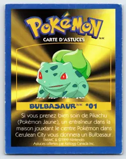 Bulbasaur Game Tip Card 1999 Kellogg's Canada Cereal Pokemon Exclusive Promo Mp - Image 2