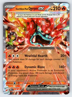 Hearthflame Mask Ogerpon ex 017/131 Prismatic Evolutions Pokemon Card TCG - Nm - Image 1