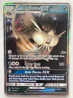 Pokemon card Alolan Raticate GX 85/168 - US Seller - Image 1