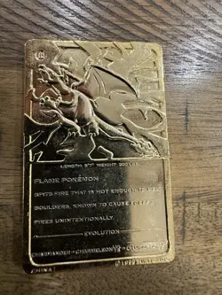 1999 Pokemon Charizard 23K Gold Plated Trading Card Nintendo Limited Edition 2oz - Image 2