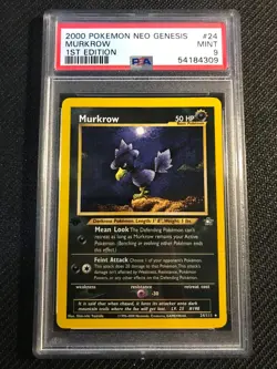 PSA 9 MINT Murkrow 24 Neo Genesis 1st Edition Pokemon Card - Image 1