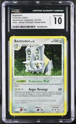 Pokemon Bastiodon 21/123 Holo Theme Deck Mysterious Treasures - CGC 10 - Image 1