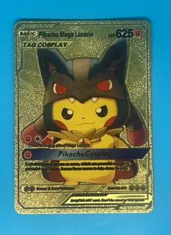 Pokemon Cosplay Gold Foil Fan Art Pikachu Mega Lucario - Image 1