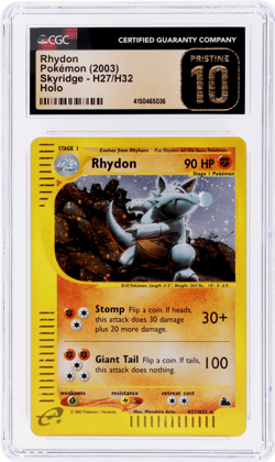2003 Pokemon Skyridge Rhydon Holo #H27 CGC PRI - Image 1