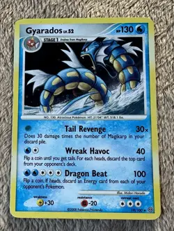 2008 Pokemon TCG DP Stormfront Lv.52 HP 130 Gyarados Holo Rare 19/100 MP - Image 1