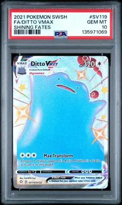 2021 POKEMON SWSH SHINING FATES #SV119/SV122 DITTO VMAX FULL ART PSA 10 GEM MINT - Image 1