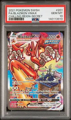 2021 POKEMON SWORD & SHIELD CHILLING REIGN SECRET FULL ART/BLAZIKEN VMAX PSA 10 - Image 1