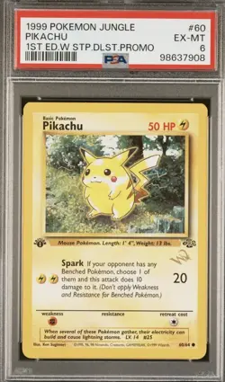 1999 Pokemon Jungle 1st Edition Pikachu Wizard Stamp Promo #60 PSA 6 - Image 1