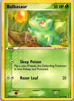 Bulbasaur 54/112 Common FireRed & LeafGreen Pokemon Moderately Played - Image 1