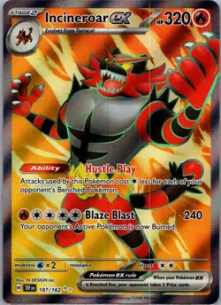 Incineroar ex 187/162 Ultra Rare Temporal Forces Pokemon Near Mint - Image 1