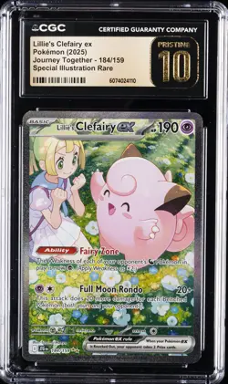 2025 POKEMON JOURNEY TOGETHER #184 LILLIE'S CLEFAIRY EX CGC 10 PRISTINE - Image 1