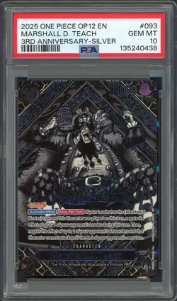 PSA 10 Marshall D. Teach 3rd Anniversary - Silver EN OP12 OP09-093 One Piece B13 - Image 1