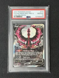 Pokemon TCG Galarian Moltres v Alternate Full Art, Card 177/198 PSA 10 - Image 1