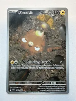 Pokemon TCG Surging Sparks Stunfisk Holo Illustration Card 202/191 IR - Image 1