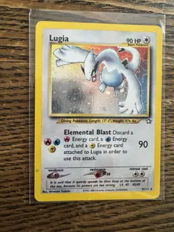Pokemon TCG Lugia Neo Genesis Holo Rare Card 9/111 MP Condition - Image 4