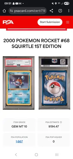 2000 Pokemon Team Rocket #68 Squirtle 1st Edition PSA 10 GEM MINT - Image 4