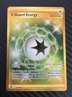 Pokemon TCG V Guard Energy Sword & Shield Silver Tempest 215/195 Holo NM - Image 1