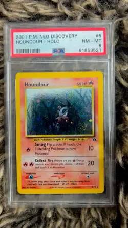 Pokemon TCG Houndour Neo Discovery #5 PSA 8 HOLO - Image 1