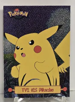1999 Pikachu #25 Pokemon Topps TV Animation HOLO FOIL Textured Black Label NM/M - Image 1