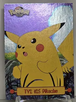 1999 Pikachu #25 Pokemon Topps TV Animation HOLO FOIL Textured Black Label NM/M - Image 3